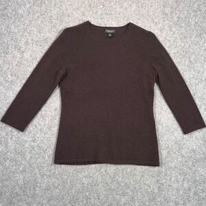 Lord & Taylor Brown Cashmere Knit 3/4 Sleeve Sweater Women's Size Medium